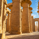 AI-generated travel illustration of monumental Egyptian temple columns in Luxor